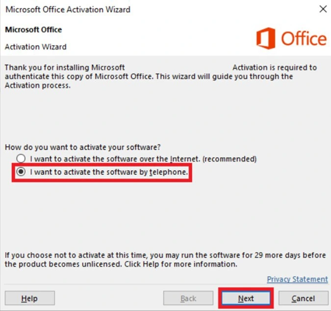 optiune activare telefonică office