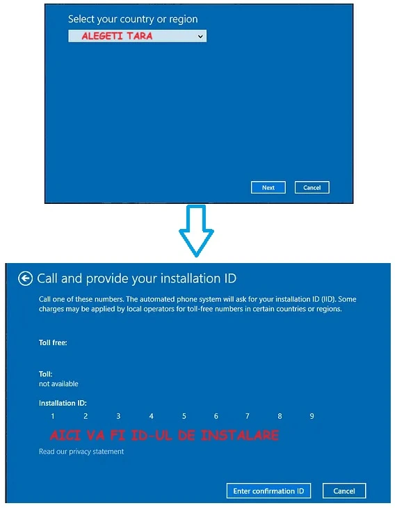 activare telefonică pentru produsele windows